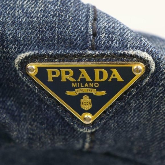 Prada Dark Rinse Canapa Way Style Satchel Tote Or Cross Body Shoulder Bag - Picture 4 of 8